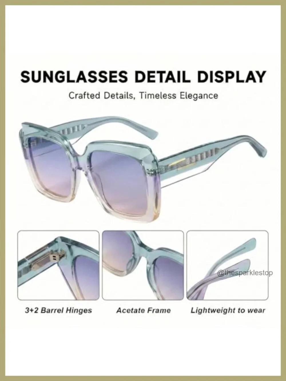 Oversized Square Sunglasses for Women UV400 Fashion Eyewear Trendy